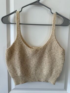bohme Cream Knit Ribbed Tank Top